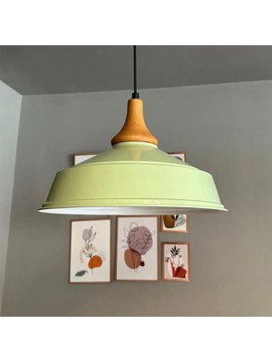 Bamyum Mint Ahşap Ters Mantar Kafa Tekli Avize Retro Sarkıt Ofis Showroom Salon Mutfak Avizeleri