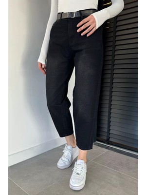 Gülseli Kadın Yüksek Bel Kemer Aksesuarlı Jean Kot Pantolon P-00019436