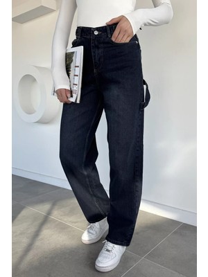 Gülseli Kadın Kemer Tokalı Yüksek Bel Jean Kot Pantolon P-00019444