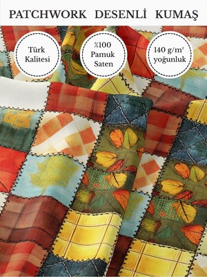 Fabricstown %100 Pamuk Saten Patchwork Kumaş – 155×100 cm – Dikiş ve Dıy Için