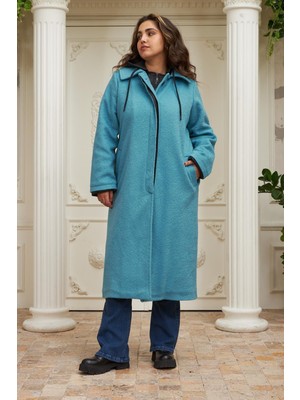 İçi Kapitone Büyük Beden Kapşonlu Kaban Tukuaz