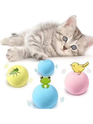Generic Kedi Otlu 3 Sesli Interaktif Top Kedi Oyuncağı