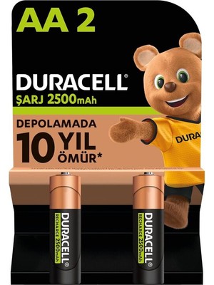 Duracell AA Şarjlı 2500 mA Pil 2'li