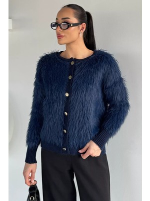 Gülseli Kadın Ön Düğmeli Sakallı Triko Ceket P-00019478