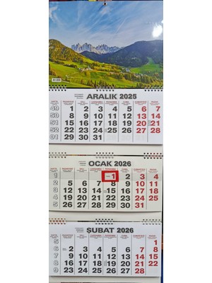 2026 Gemici Takvimi - Denizci Takvimi -Üç Ayı Gösteren Takvim