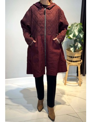 Ceremony Önden Fermuarlı Yanlardan Cepli Baklava Kapitön Kısa Kap Ceket 6819 Bordo