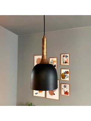 Bamyum Deep Siyah Patina Külah Başlık Tekli Avize Sarkıt Salon Mutfak Butik Lamba Aydınlatma Avize