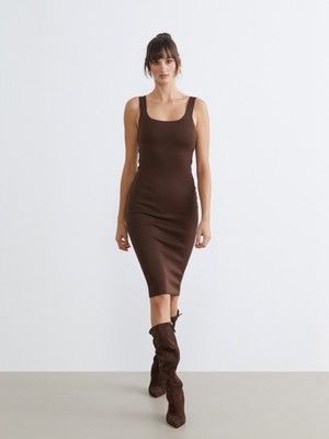 Soulife Kare Yaka Triko Elbise