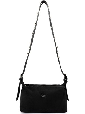 Gönderi(r) Kadın Siyah Süet  Uzun Askılı Omuz Çantası