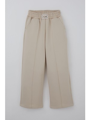 Breeze Kız Çocuk Pantolon Arma Detaylı Çima Dikişli Cepli 8-14 Yaş, Taş