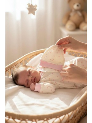 Breeze Kız Bebek Tulum Çiçek Desenli 0-6 Ay, Krem