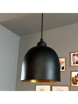 Bamyum Deep Siyah Yarım Lale Siyah Başlık Tekli Avize Sarkıt Salon Mutfak Butik Lamba Aydınlatma Avizeler