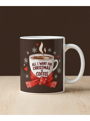 Sartre Art "yılbaşı Temalı" Merry Cristhmas Yeni Yıl Tasarımlı Hediyelik Kahve Çay Porselen Kupa Bardak