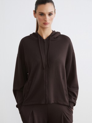 Soulife Kapüşonlu Kadın Fermuarlı Sweatshirt