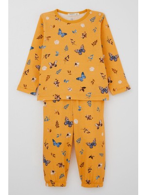 Bebeğiz (Breeze) Kız Bebek Pijama Takımı Bahar Temalı Kelebek Rüyası 9 Ay-3 Yaş, Sarı
