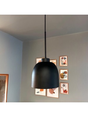 Bamyum Deep Siyah Ince Siyah Başlık Tekli Avize Sarkıt Salon Mutfak Butik Lamba Aydınlatma Avize