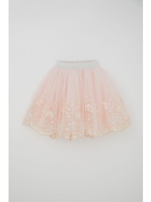 Monita Kız Çocuk Tütü Etek Dantelli Çiçek Rüyası 1.5-9 Yaş, Somon