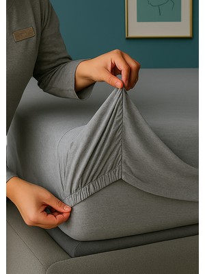 Navessa Home Collection Gri Lastikli Çarşaf - Pamuklu, Tek, Çift Kişilik | Ütü Istemez - Ev, Yurt, Oteller Için Uygundur