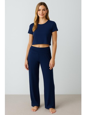 Lacivert Artış Collection Düz Paça Pantolon VTP01 Esnek Viskoz Kumaş ile Şık ve Rahat Tasarım