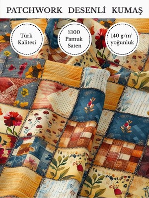 Fabricstown %100 Pamuk Saten Patchwork Kumaş – 155×100 cm – Dikiş ve Dıy Için