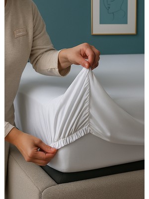 Navessa Home Collection Beyaz Lastikli Çarşaf - Pamuklu, Tek, Çift Kişilik | Ütü Istemez - Ev, Yurt, Oteller Için Uygundur