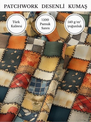 Fabricstown %100 Pamuk Saten Patchwork Kumaş – 155×100 cm – Dikiş ve Dıy Için