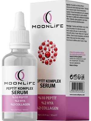 Moonlife Peptit Komplex Yaşlanma Karşıtı Serum 30 ml %10 Peptit %2 Hya %2 Collagen