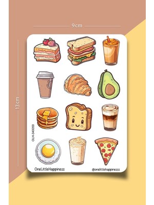 One Little Happiness Breakfast Temalı Sticker Seti | Bullet Journal Sticker | Defter | Çıkartma | Scrapbook
