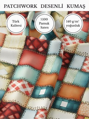 Fabricstown %100 Pamuk Saten Patchwork Kumaş – 155×100 cm – Dikiş ve Dıy Için