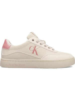 Calvin Klein Classic Cupsole Low Leather Womens Sneaker Hakiki Deri Kadın Günlük Spor Ayakkabı Bej