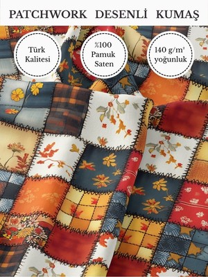 Fabricstown %100 Pamuk Saten Patchwork Kumaş – 155×100 cm – Dikiş ve Dıy Için