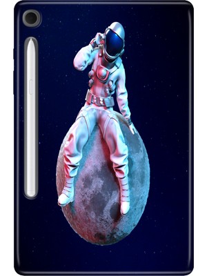 Adasena Samsung Galaxy Tab S10 Lite SM-X400 10.9" Kılıf Tablet Için Desenli Silikon Kapak - Oturan Astronot