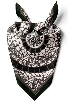 Vissona Y84 Kadın Kahverengi Sarmal Desenli 50X50 Bandana DG01023-22