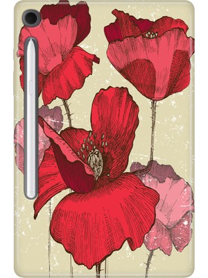 Adasena Samsung Galaxy Tab S10 Lite SM-X400 10.9" Kılıf Tablet Için Desenli Silikon Kapak - Poppy