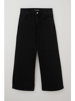 Breeze Kız Çocuk Jean Pantolon Taşlı Cepli 10-14 Yaş, Siyah
