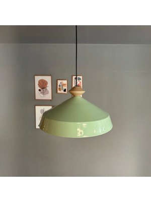Bamyum Lema Mint Tekli Avize Ahşap Topaç Başlık Sarkıt Lamba Restoran Cafe Salon Avizeleri
