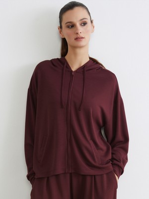 Soulife Kapüşonlu Kadın Fermuarlı Sweatshirt