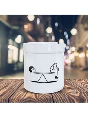 Sartre Art Çizimsel Küllük Yalnız Adam Baskılı Kül Tablası