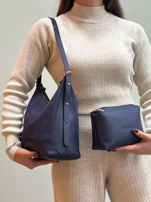 MaVaux Moka %100 Hakiki Deri Şık Detaylı Omuz Çantası