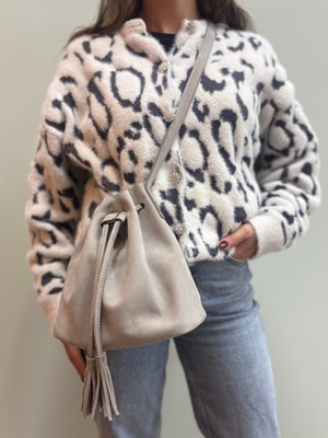 MaVaux Urban Serisi Hakiki Nubuk Deri Püsküllü Yavrulu Kadın Çanta