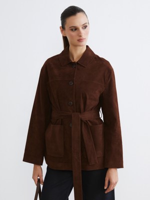 Soulife Oversize Kadın Süet Görünümlü Gömlek Ceket