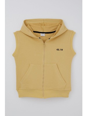 Jabber Erkek Çocuk Yelek Fermuarlı Kapüşonlusırt Kısmı Baskılı 4-12 Yaş, Hardal Sarı