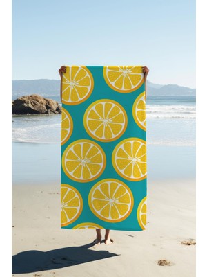 Dolce Mariee Dijital Baskı Plaj Deniz Havlusu Limon Desenli Peştamal HVL0166