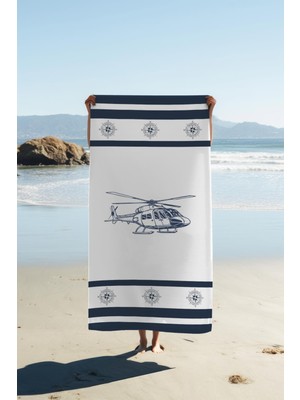 Dolce Mariee Dijital Baskı Plaj Deniz Havlusu Helikopter Desenli Peştamal HVL0227