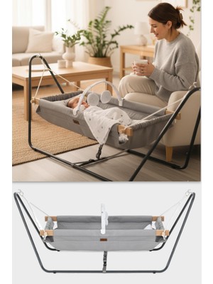 Wellgro Cozy Nest Gri Hamak Beşik Ergonomik Tasarım 138x50x56 cm Kolay Kurulum