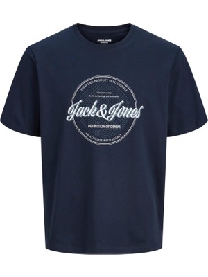 Jack & Jones Jack&jones 12294516 Jjedover On Yazılı Battal Buyuk Beden Kısa Kol Tshırt