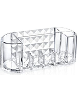 Royal Gross Diamond Oval Organizer Kapaklı Şık Makyaj ve Takı Düzenleyici | Banyo & Masaüstü Organizer