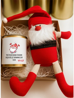 E-Hediyeci Kişiye Özel Konsept Hediye Kutusu - 1 Adet El Yapımı Elf Noel Baba, 3 Adet Şans Kurabiyesi, 1 Adet Yıldız Anahtarlık ve Çiçek Toka Hediye Seti