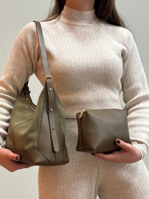 MaVaux Moka %100 Hakiki Deri Şık Detaylı Omuz Çantası