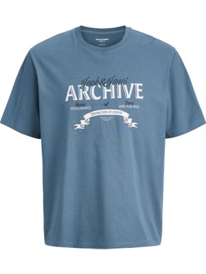 Jack & Jones Jack&jones 12294516 Jjedover On Yazılı Battal Buyuk Beden Kısa Kol Tshırt